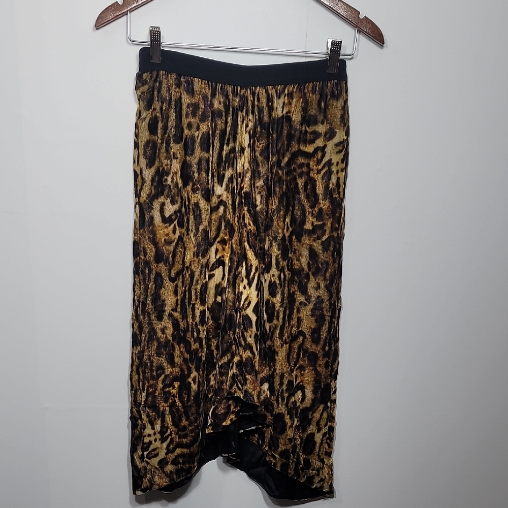 Isabel Marant Animal Print Pencil Flare Velvet Silk Skirt
